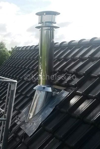 Rand sla Opblazen Zwarte dakdoorvoer hellend dak voor kachelpijp 150mm