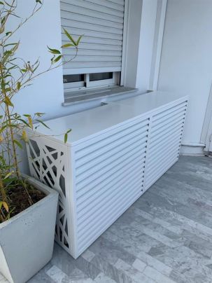 DEVAUX | Warmtepomp / AC omkasting DECO-MIXED | 110 x 110 cm CRÈME