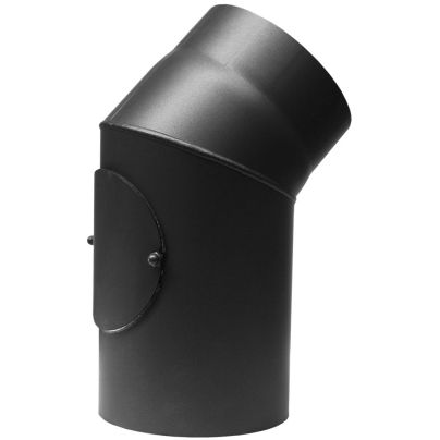 Bocht met inspectieluik Ø130 | 2 mm dikwandig staal zwart - 45°