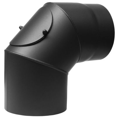 Bocht met inspectieluik Ø250 | 2 mm dikwandig staal zwart - 90°