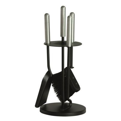 Haardstel set 3 stuks zwart/aluminium